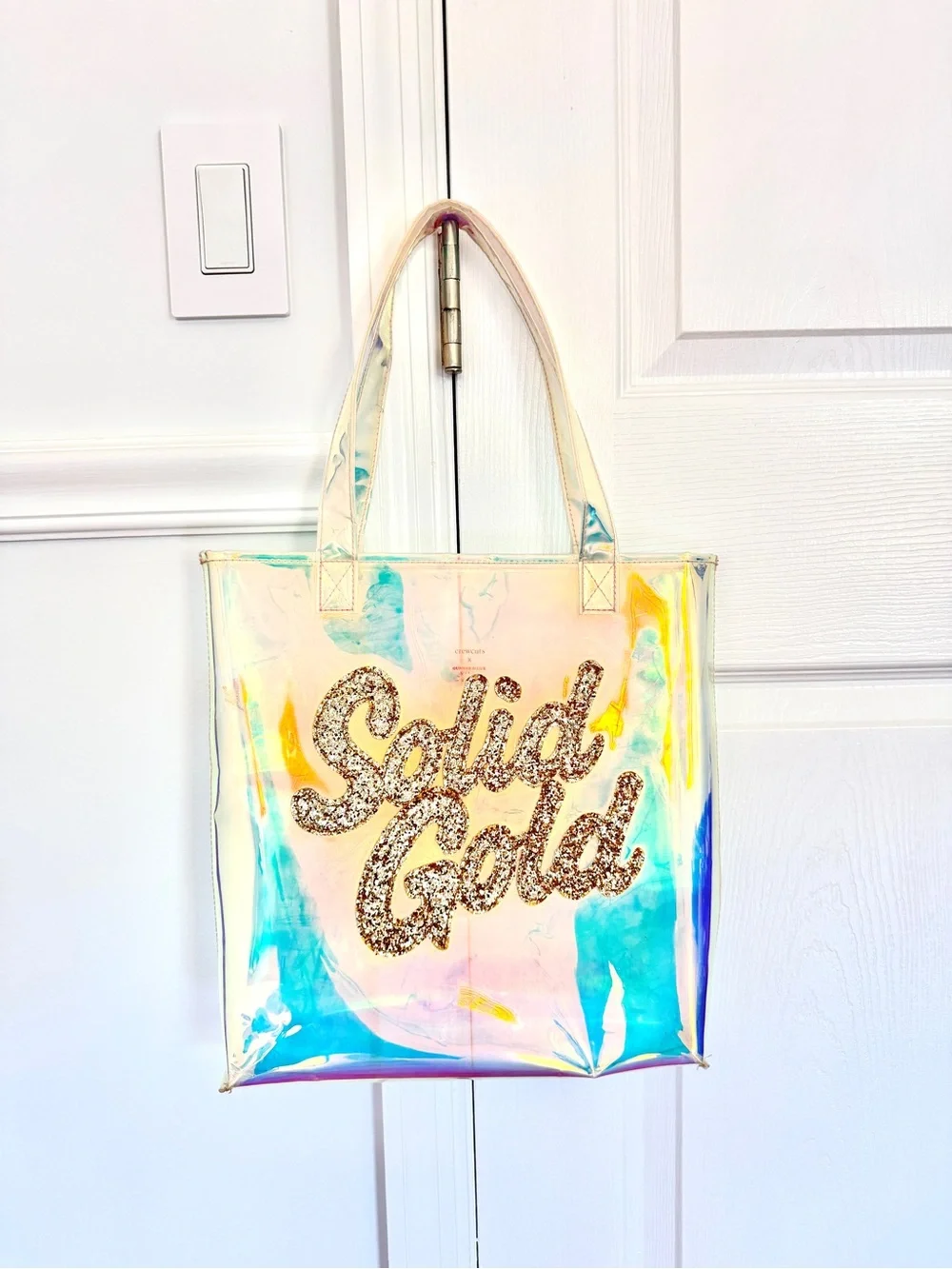 J.Crew crewcuts X Gunner & Lux solid Iridescent gold tote bag Clear Holographic